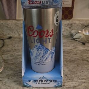 Silver Tumbler Cooler with Speaker